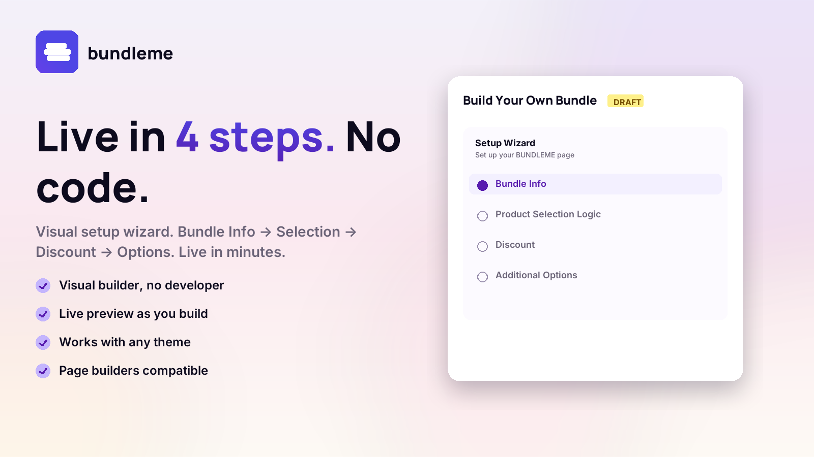 Live in 4 steps. No code.